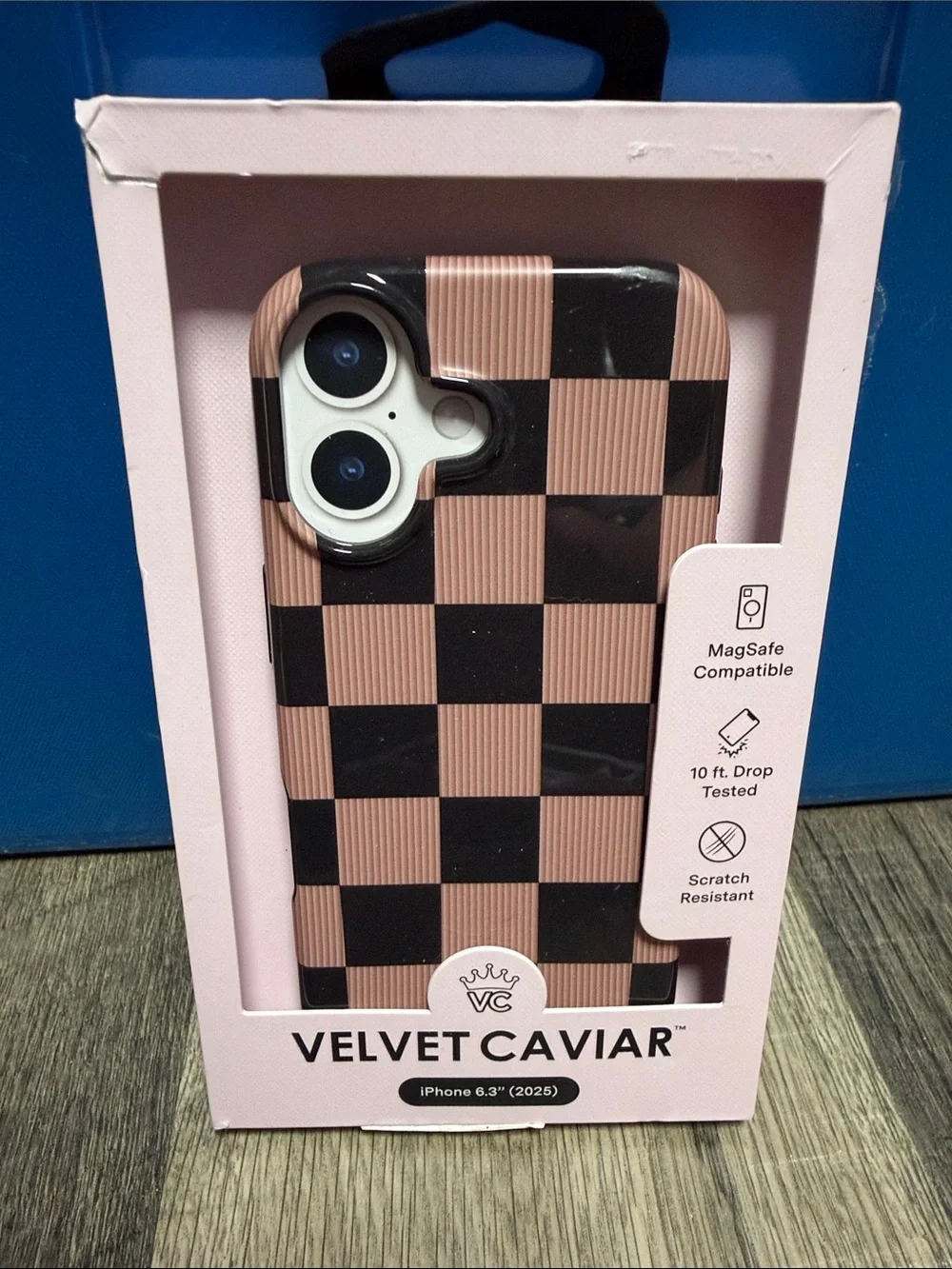 Velvet Caviar Pink and Black Checkered iPhone 6.3” Case (MagSafe Compatible)